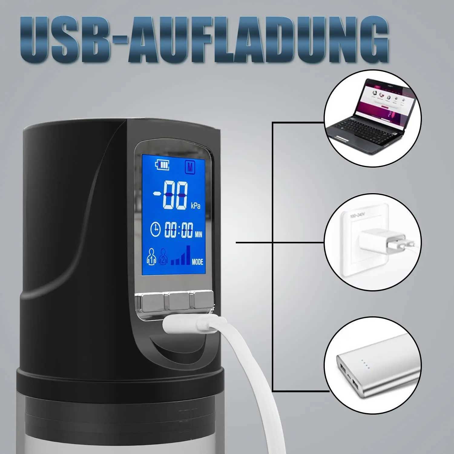 HESEKS Electric Penis Pump LCD Men Male Masturbator Vacuum Penis Enlargement Extend Pump Penis Enlarge Air Pressure Device 18+ W250618
