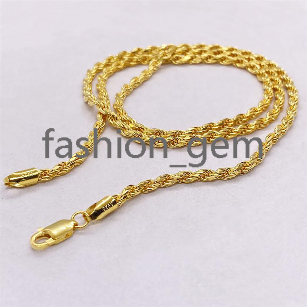 3MM/5mm Men Women Silver Rope Chain Fine Jewelry 925 Sterling Silver Twist Rope Chain Necklace for Gifts