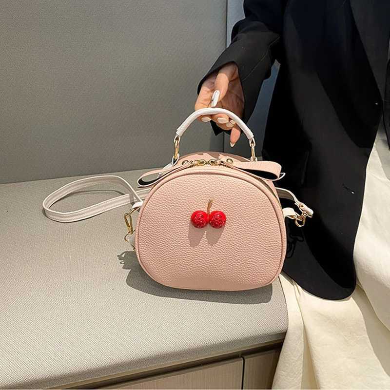 Litchi Pattern Contrast Cherry Small Purse and Handbags New Womens Sling-shoulder Crossbody Mobile Phone Bag Z250618