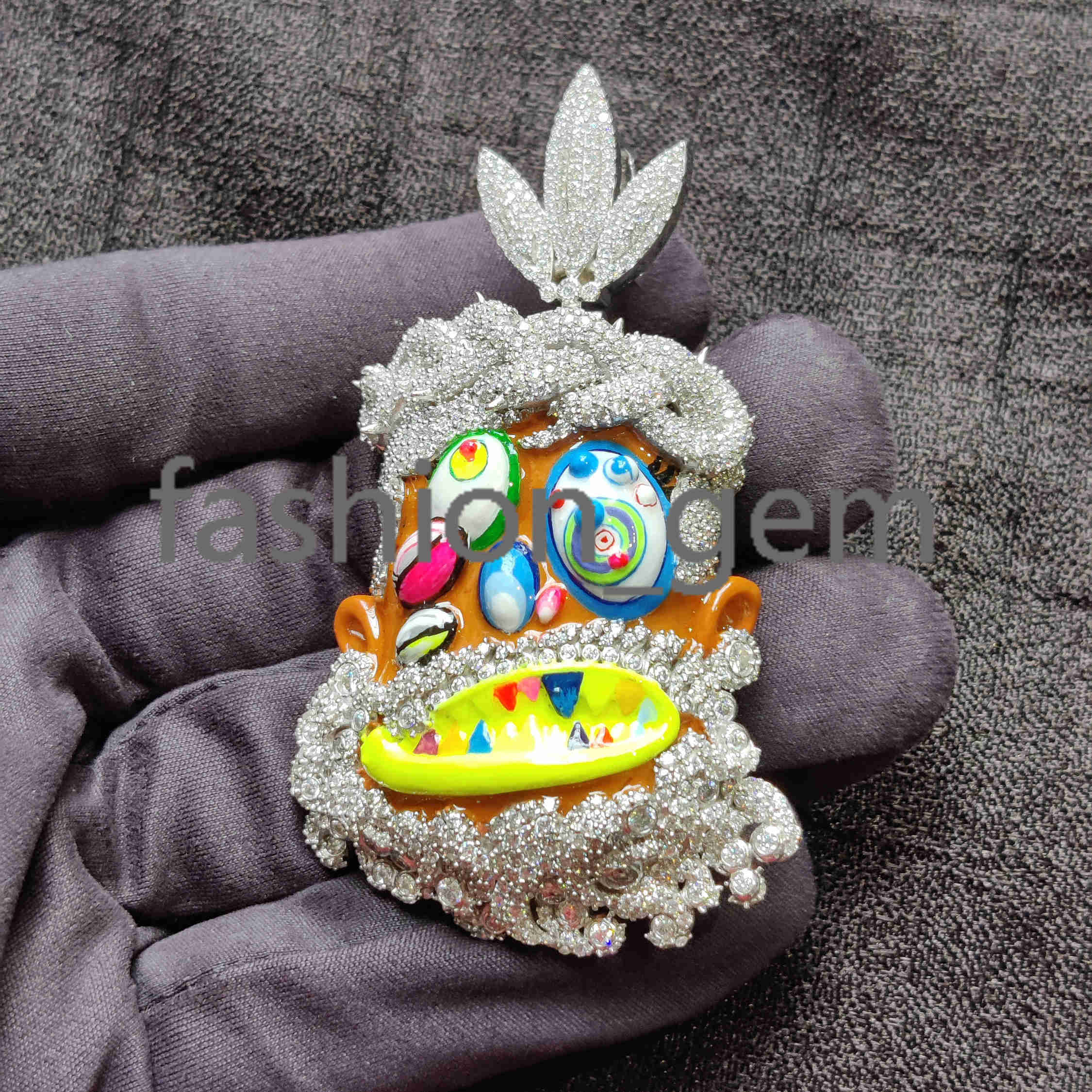 Custom 7.20 Ct Diamond Pendant 925 Silver Iced Out VVS Moissanite Pendant Faced Mossanite Jewelry Gift for Him