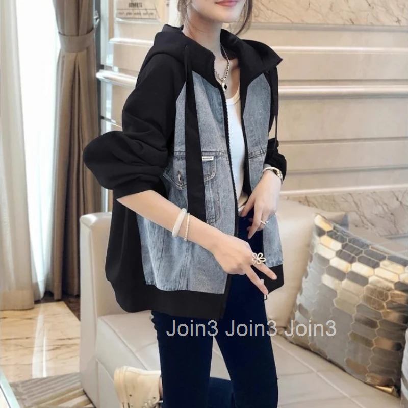 Cowboy Coat Woman Long Sleeve Hooded Denim Jacket for Women Trench Luxury 2025 New Collection Low Cost in Promotion Streetwear