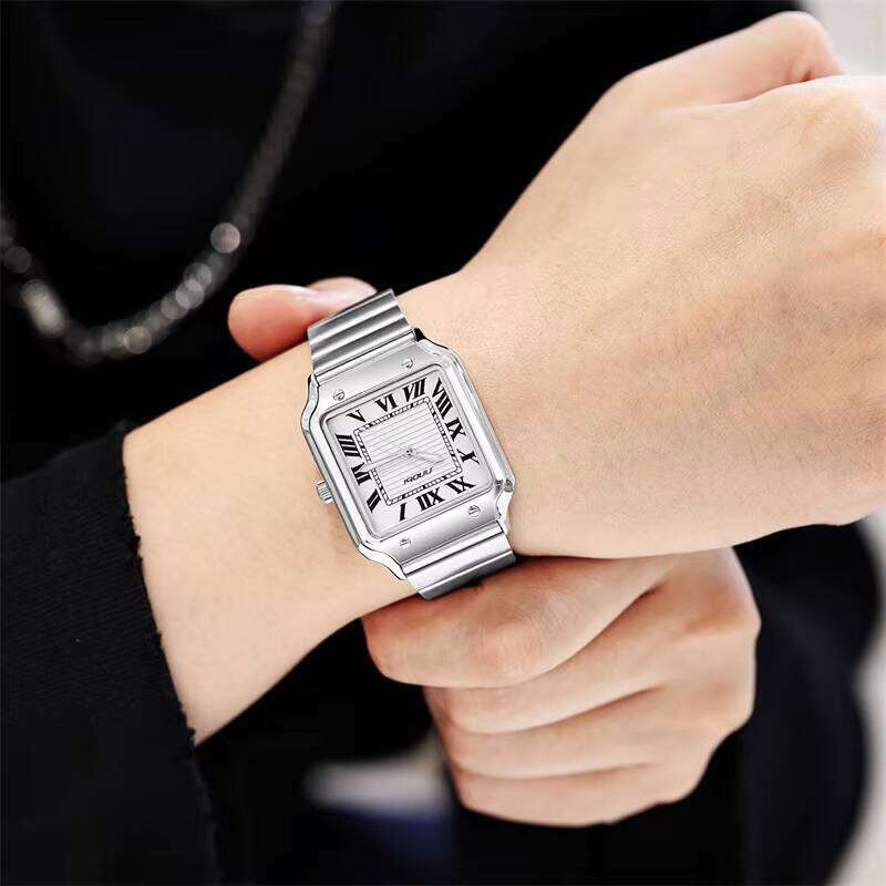 DHgargets Unmatched Precision Waterproof Men's Quartz Watches with Rectangle Stainless Steel Strap Watch