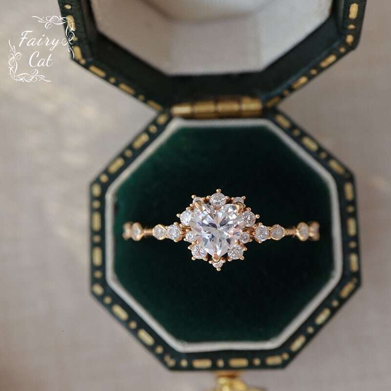 Pure Love" Same Style Sweet Fashion Heart-Shaped Exquisite Zircon Light Luxury Versatile Ring Sparkling Women