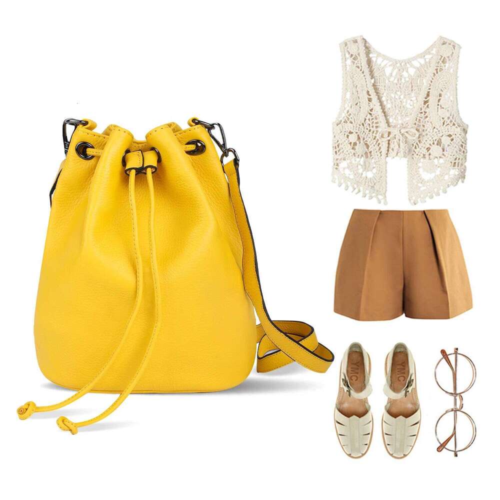 New Genuine Leather Bag, Bucket bag, Multifunctional Handheld Small Handbag, Fashionable Single Shoulder Crossbody Bag For Women