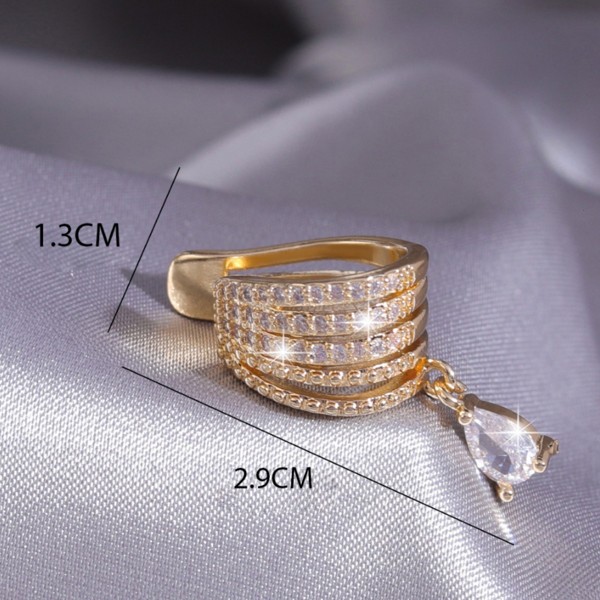 Super Shiny Cuffs Inlaid with Zircon No Piercing Clips Trendy Multi-layer Earrings Versatile Ear Jewelry