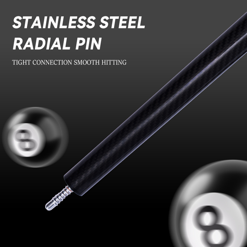 OKHEALING 3/4 Split Snooker Pool Cue Handmade Carbon Fiber 2 Piece Billiard Cue Stick Pigskin Tips 10.5mm Radial Pin Joint Full Size 57" with Ass