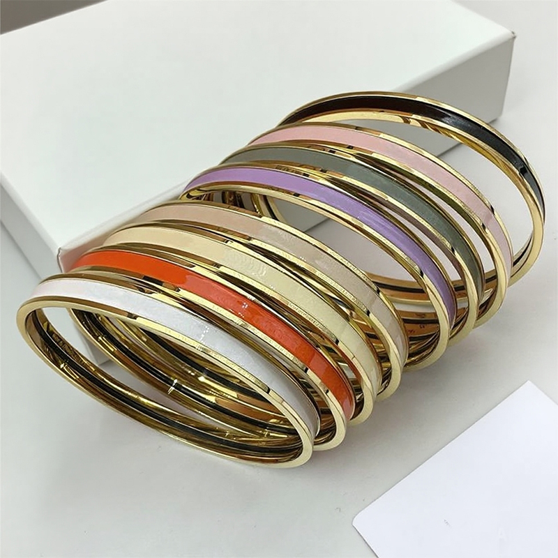 Brand new H bracelet simple circular women's cuff bracelet designer fashionable unisex electroplated 18K gold bracelet for men