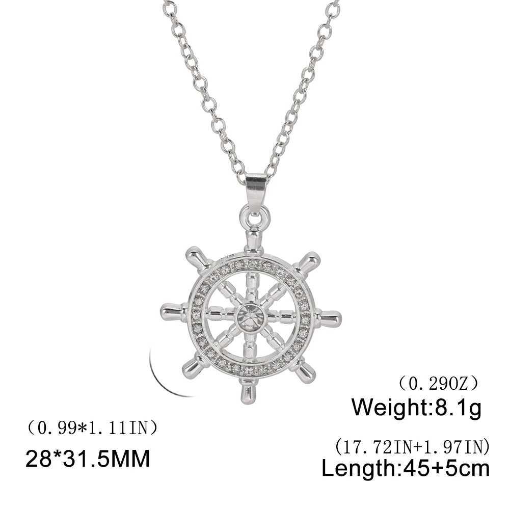 Jeshayuan Alloy Rhinestone Buddhist Dharma Wheel Pendant Necklace For Women Amulet Neck Chain Jewelry W250618