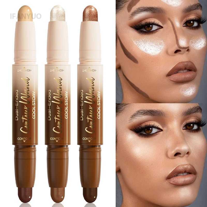 Contour Stick Double-Ended Highlight and Shadow Cream Waterproof Full Coverage Concealer Natural Finish Makeup for All Skin Tones XJ250618