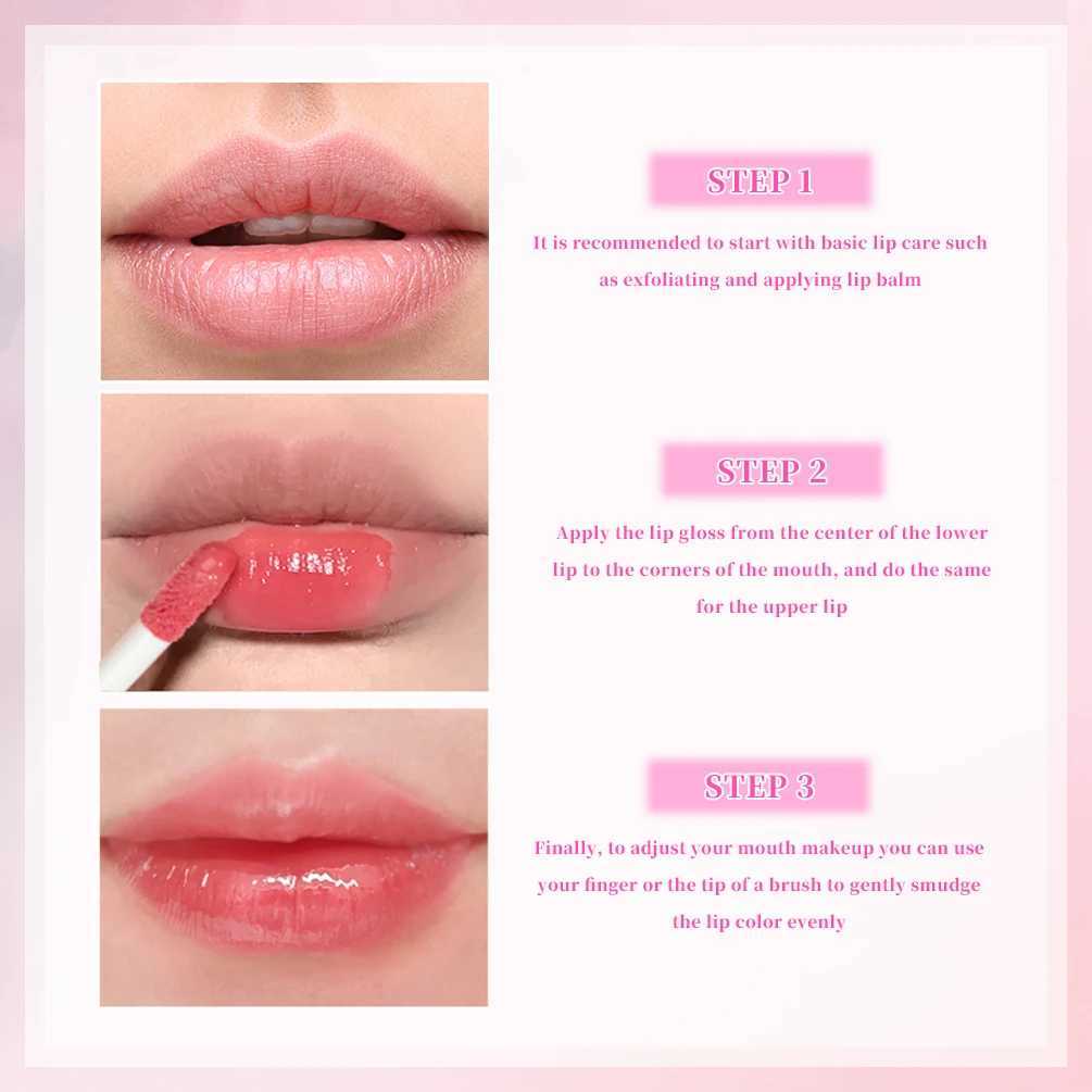 QIBEST Mirror Lip Gloss Liquid Lipstick Watery Clear Lip Glaze Moisturizing Lasting Lip Glaze Non-Sticky Plump Lip Tint Makeup XJ250618