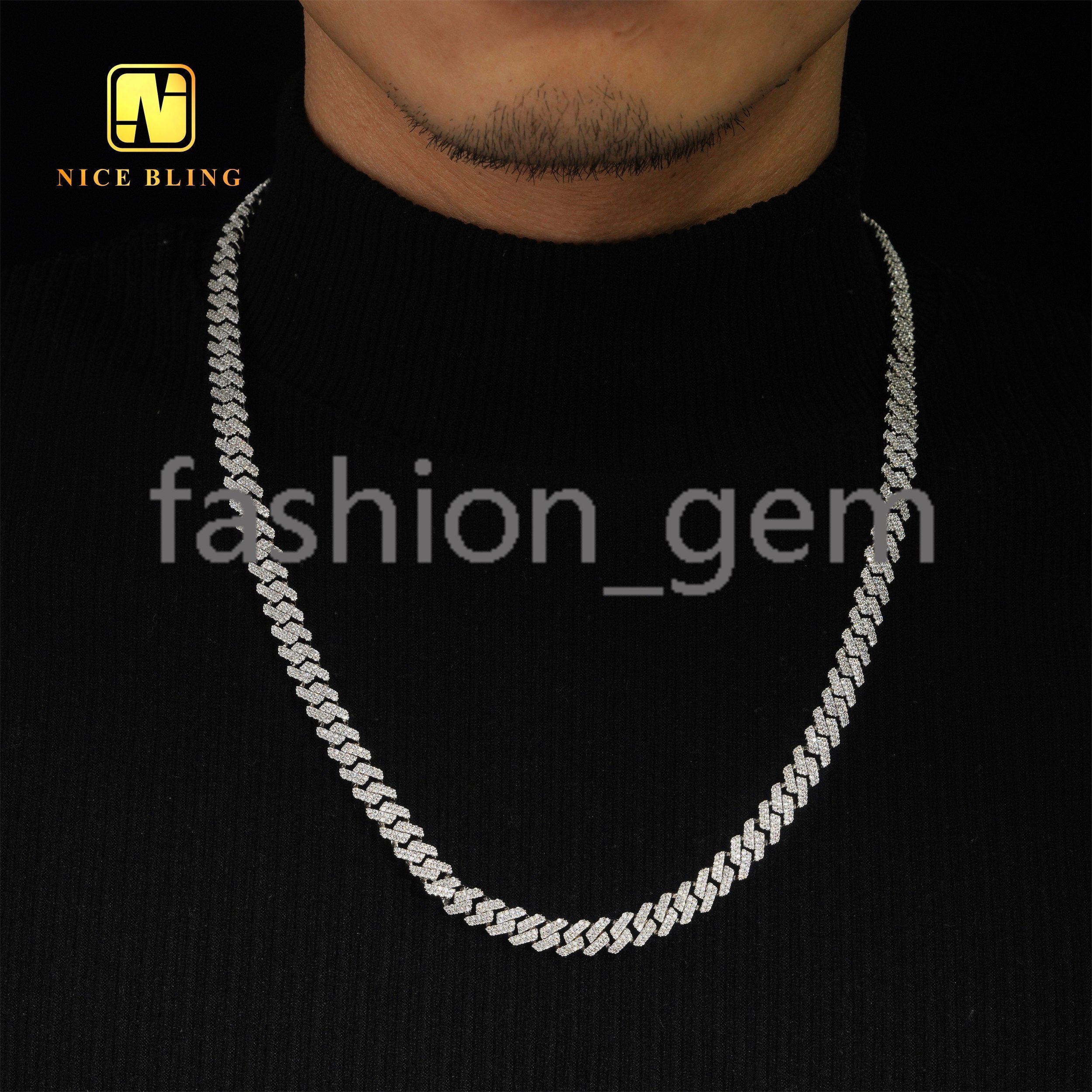 Cheap Price Hip Hop Fashion Jewelry 18k Gold Plated 8mm Brass moissanite moissaniteia Necklace Men Women Pendant Necklaces
