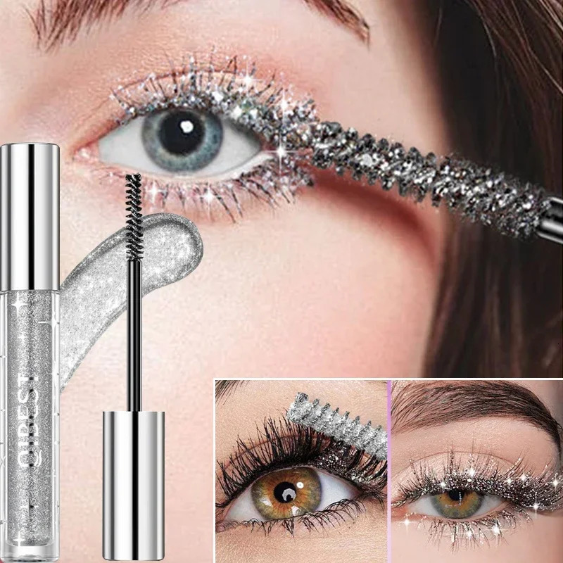 Sliver Gold Purple Glitter Mascara Quick Dry Long Lasting Waterproof Curling Thick Shiny Eyelash Sexy Diamond Mascara Makeup 250618