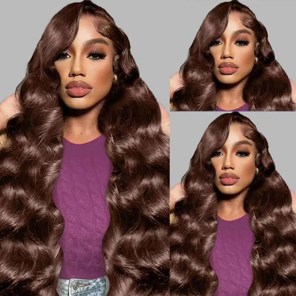 Chocolate Front 13x4 13x6 HD Lace Frontal Pre Plucked Body Wave Brown Human Hair Wig Colored Wigs