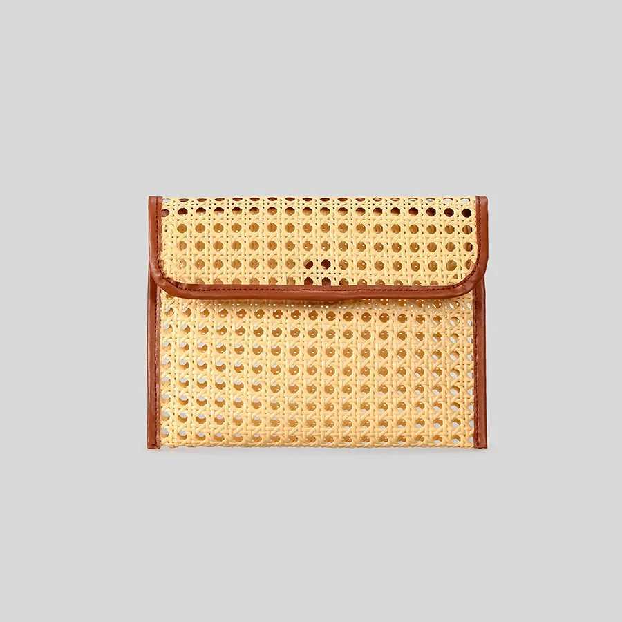 Fashion Imation Rattan Hollow Clutch Bag for Women Woven Shoulder Crossbody Bags Casual Summer Beach Bag 2025 Z250618