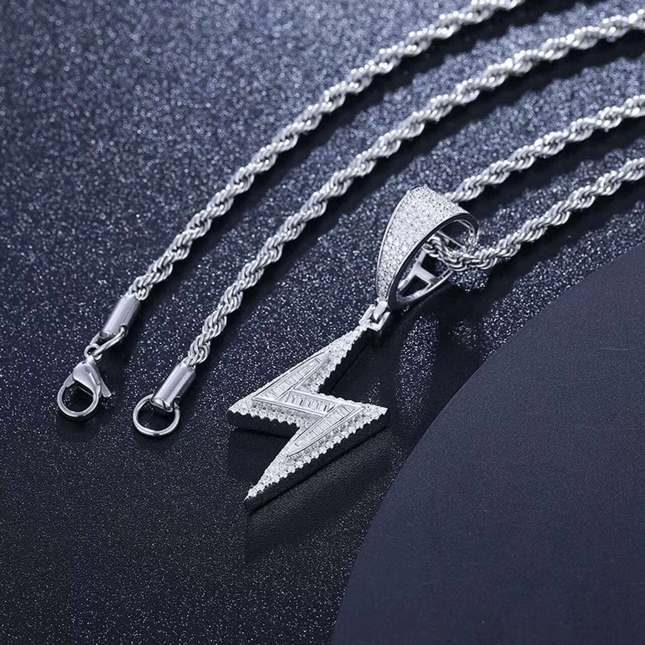 Mens Trendy Full Moissanite VVS Diamond Iced out Lightning Bolt Pendants Hip Hop Style Charms New Design
