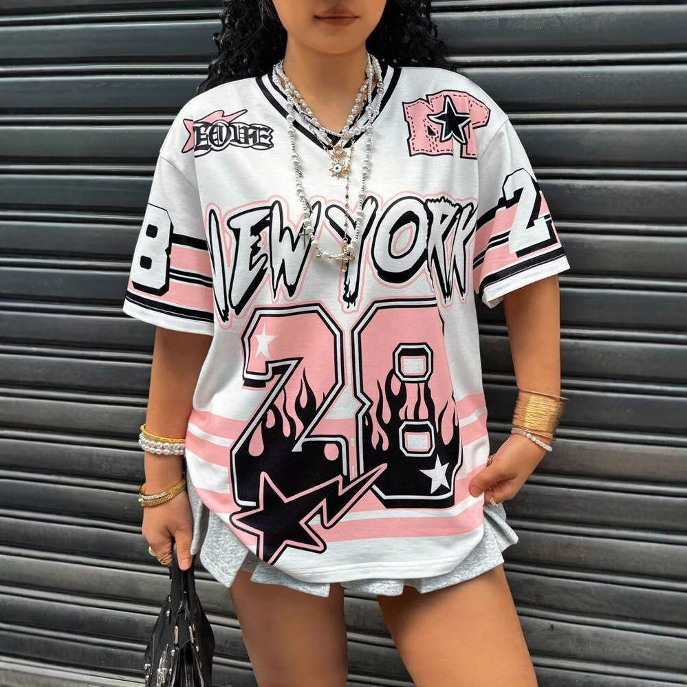 Women's Fashion Ins Style Personality Hot Girl Letter Print Loose Trendy Short Sleeve T-Shirt B5