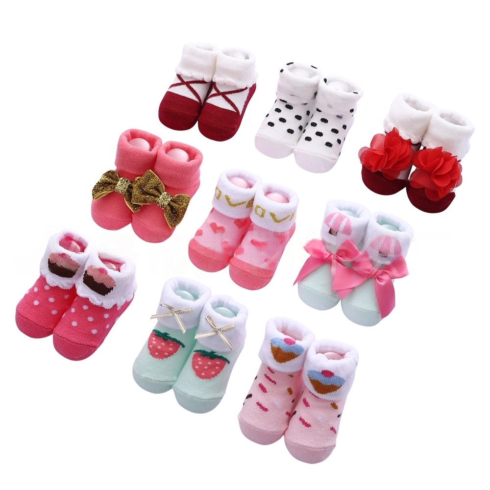 3 Pair Cotton Baby Socks Floor Kids Toddlers Autumn Spring Cute Infant Newborn Cute Gift Newborn Gift Baby Accessories Floor Antiskid Children Socks D