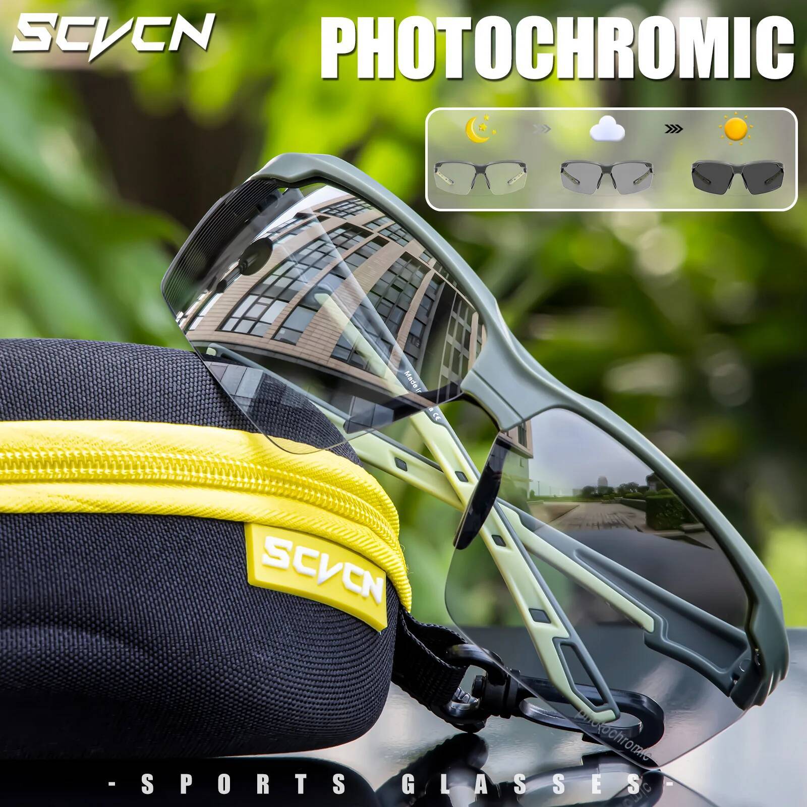 SCVCN Photochromic Men MTB Cycling Sunglasses Women Road Bike Eyewear UV400 Outdoor Sports Running Glasses