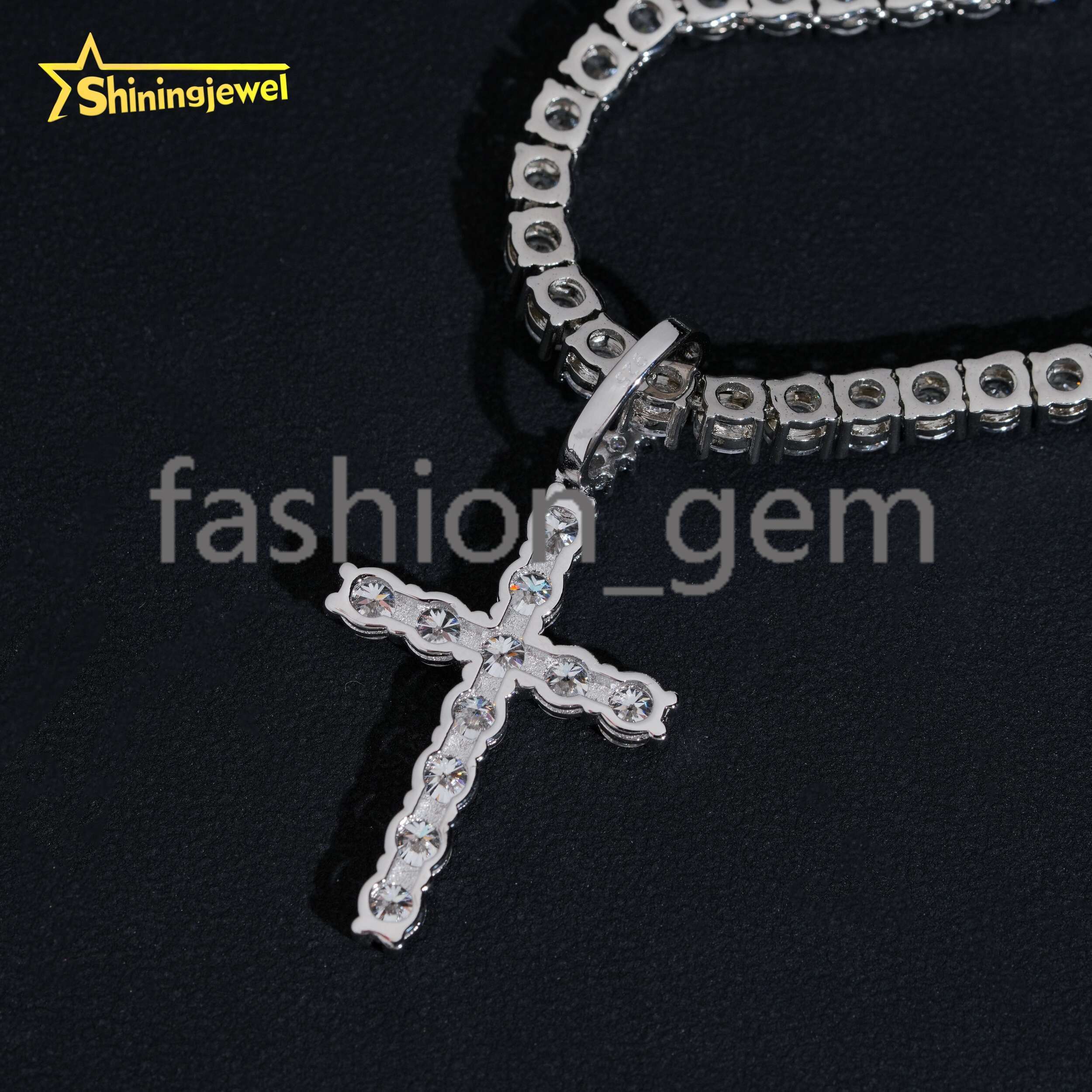 4MM VVS Moissanite Diamond Custom Hip Hop Jewelry Hand Made Pendant 925 Silver Iced Out Cross Pendants for Men Women Pass Tester