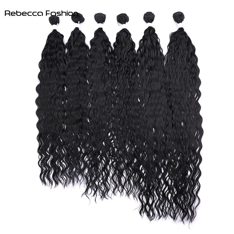 Rebecca Fashion Synthetic Fake Hair Extensions Afro Kinky Curly Hair Bundles Ombre Blonde 24 26 28 inch Super Long Wave Hair Weave