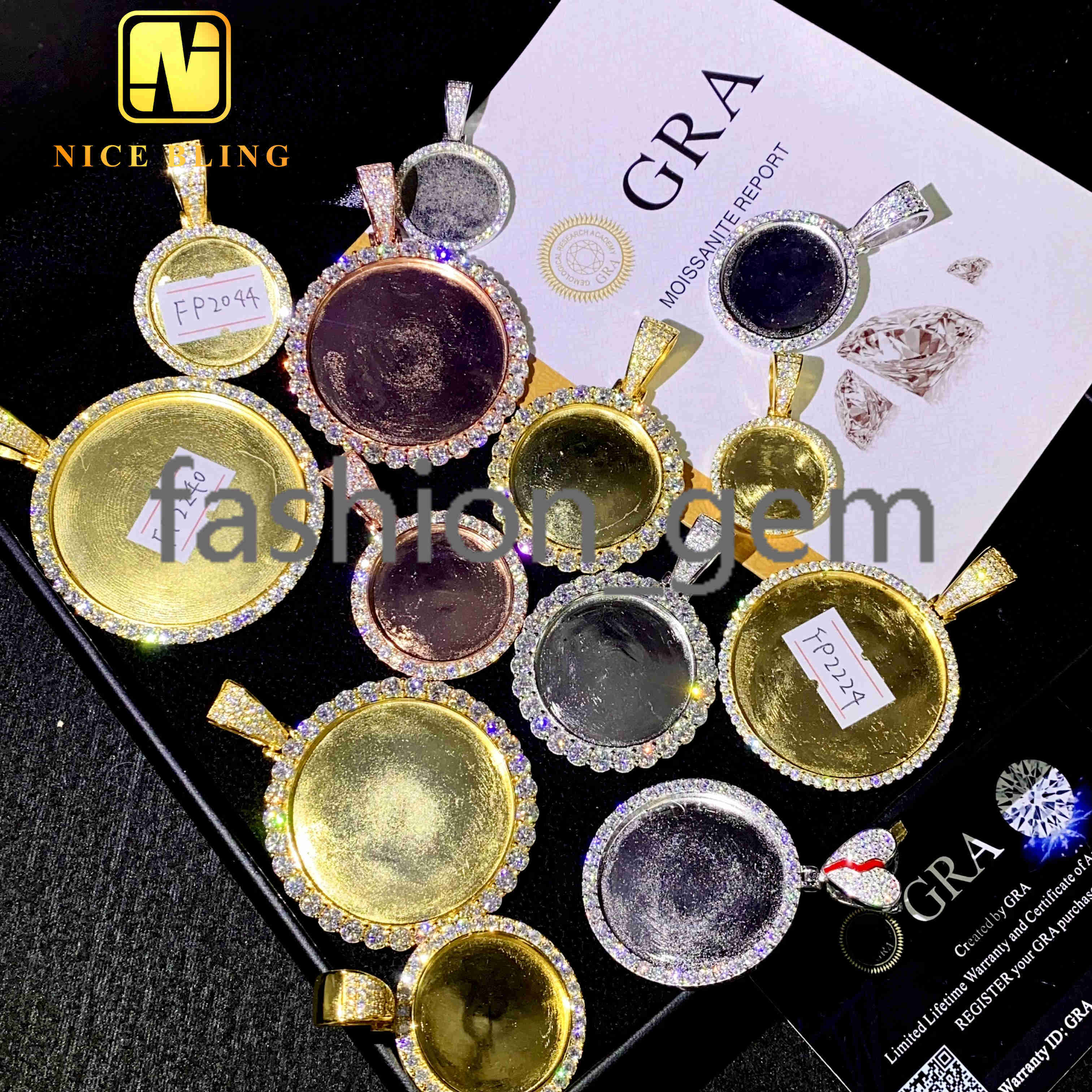 Hot Sale Pass Diamond Tester Customized Moissanite Photo Pendant Compilation 925 Silver Hip Hop Rock Iced Out Photo Frames Gift
