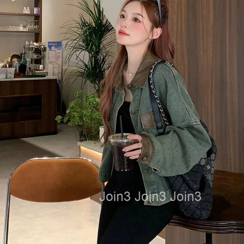 Korean Popular Clothes Cowboy Coat Woman Vintage Denim Jacket for Women Loose Long Sleeve New In Promotion 2025 Models Designer