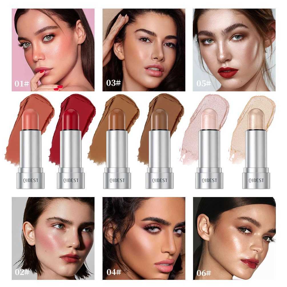 QIBEST Multifunctional Highlighter Bronzers Stick Naturally Brightening Face Rouge Cream Contour Highlight Blush Makeup For Face XJ250618