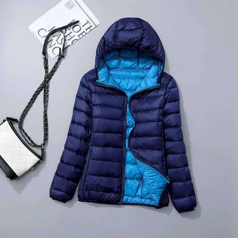 Autumn Ultra Light Coat Female Windbreaker Double Sided Women Winter Jackets White Duck Down Coats