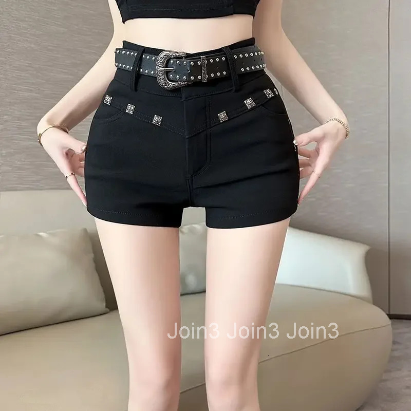 Skinny Booty Black Tight Shorts for Women High Waist Stretchy Fashion Clothing 2025 Casual Designer Hot Flowy Woman Short Pants