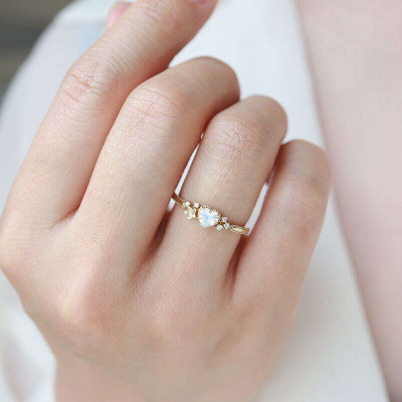 New Style Color Niche Design Little Princess High Imitation Moonstone Moissanite Adjustable Ring for Women