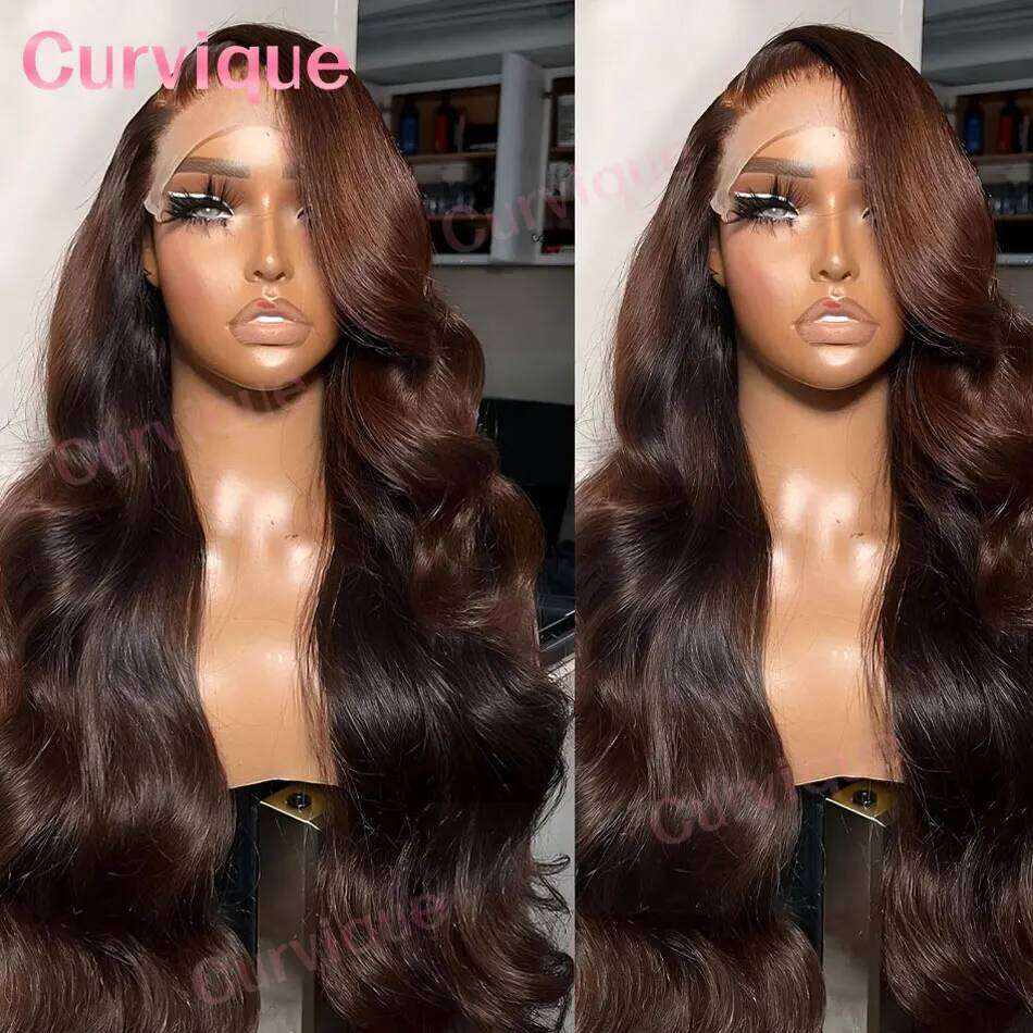 Chocolate Front 13x4 13x6 HD Lace Frontal Pre Plucked Body Wave Brown Human Hair Wig Colored Wigs