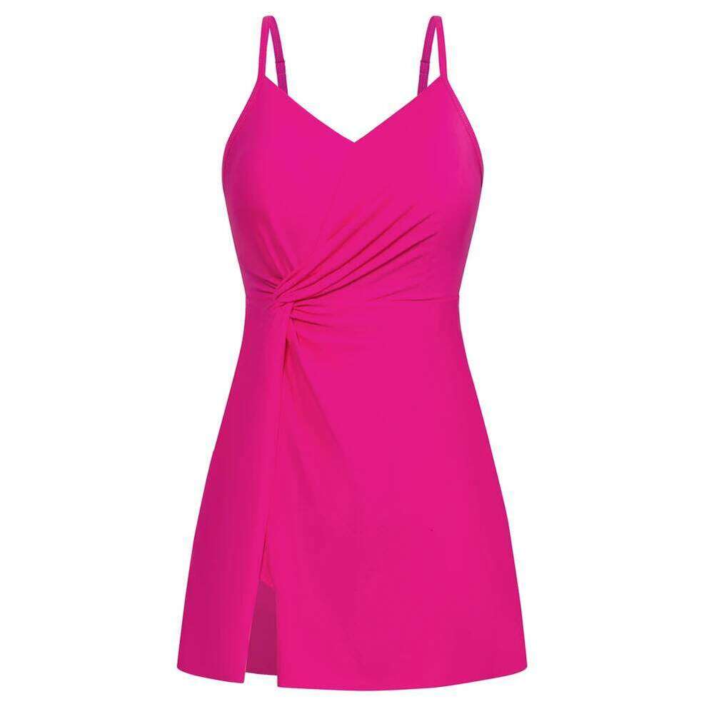 GK Women Front Slit Bathing Suit With Attached Briefs V-Neck Padded Swimwear