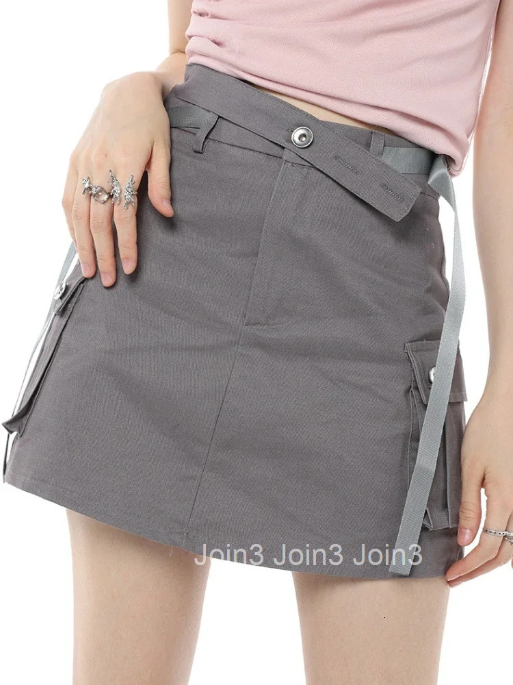 High Waist Cargo Tight Zipper Woman Skirt Wrap Skirts for Women Grey Y2k Vintage Quality Clothing Trend 2025 Streetwear Summer V
