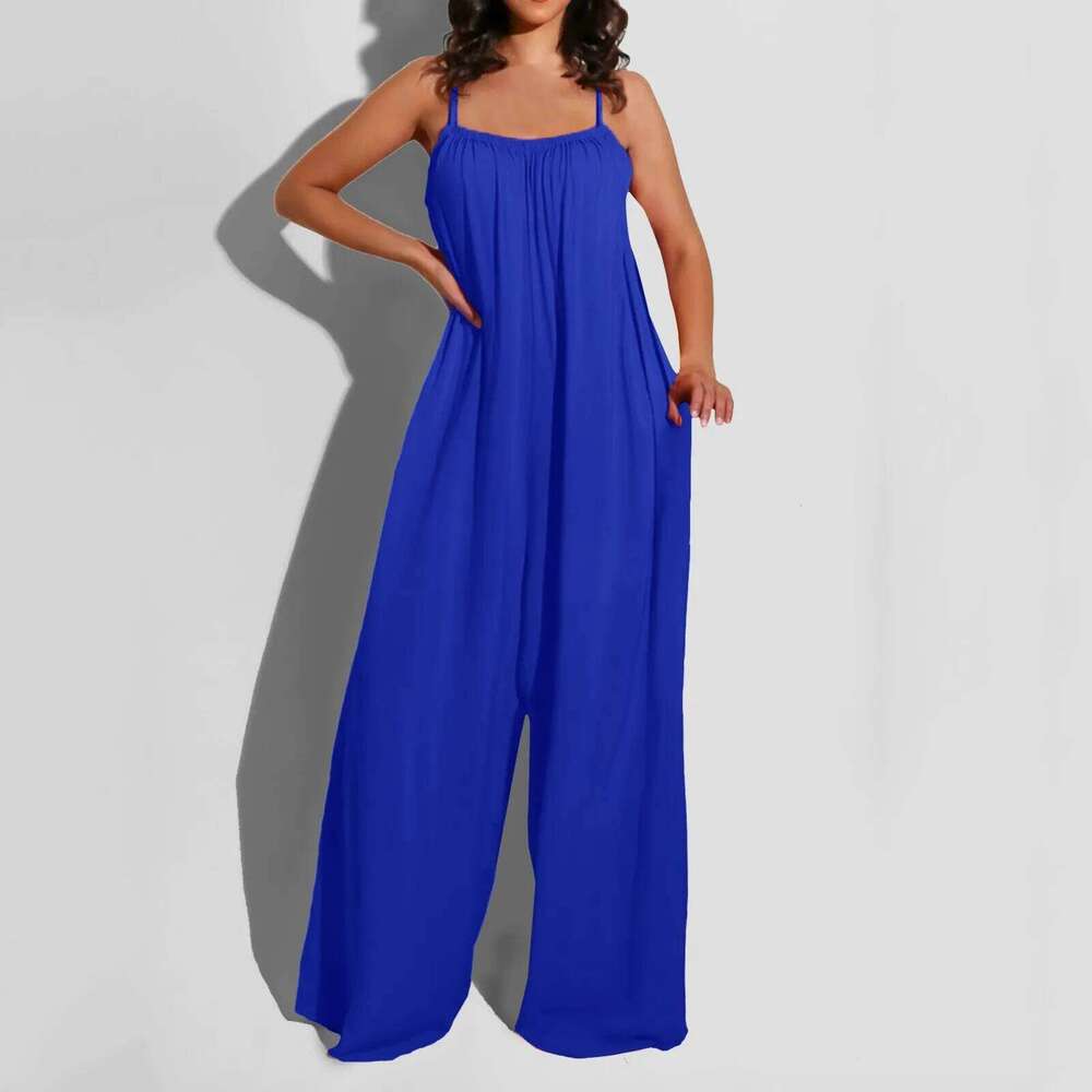 Wear Summer Sexy Backless Suspender Wide Leg Pants Casual Loose Elegant Women Straps Jumpsuit