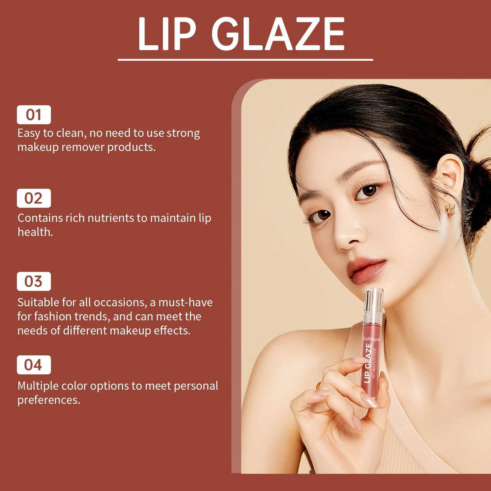 EELHOPE Lip Glaze Nourishing Lip Non-sticky Lasting Color Waterproof Moisturizing Remove Lip Lines Smoothing Portable Lip Gloss XJ250618