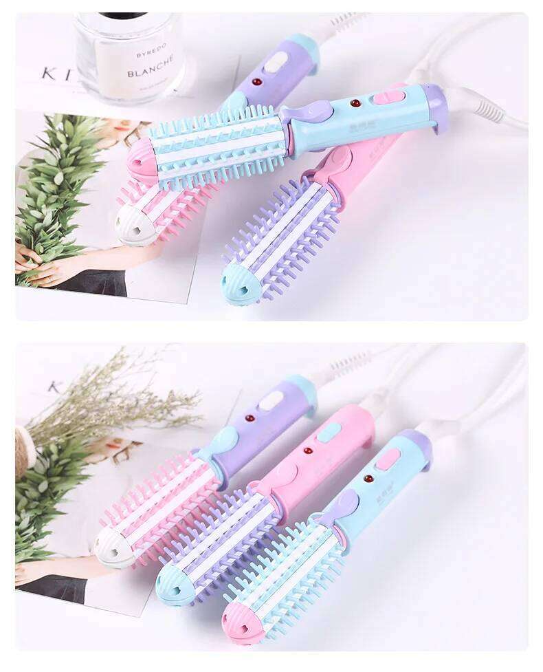 Mini Hair straightener Travel Dual Voltage Ceramic Tourmaline Ionic Hot Curler with Bag for Professional Heated Brush