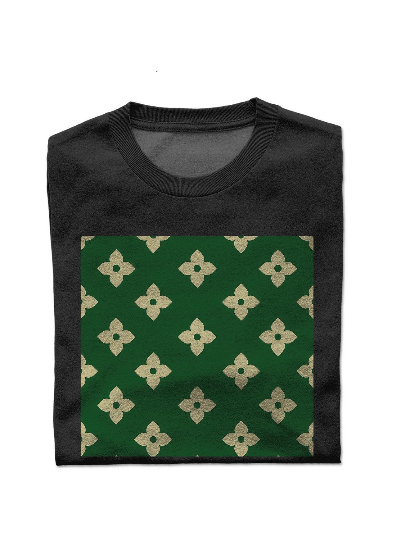 Ddmytiger T Shirt With A Green And Gold Pattern On The Front T Shirts Short Sleeve Jogging Suit