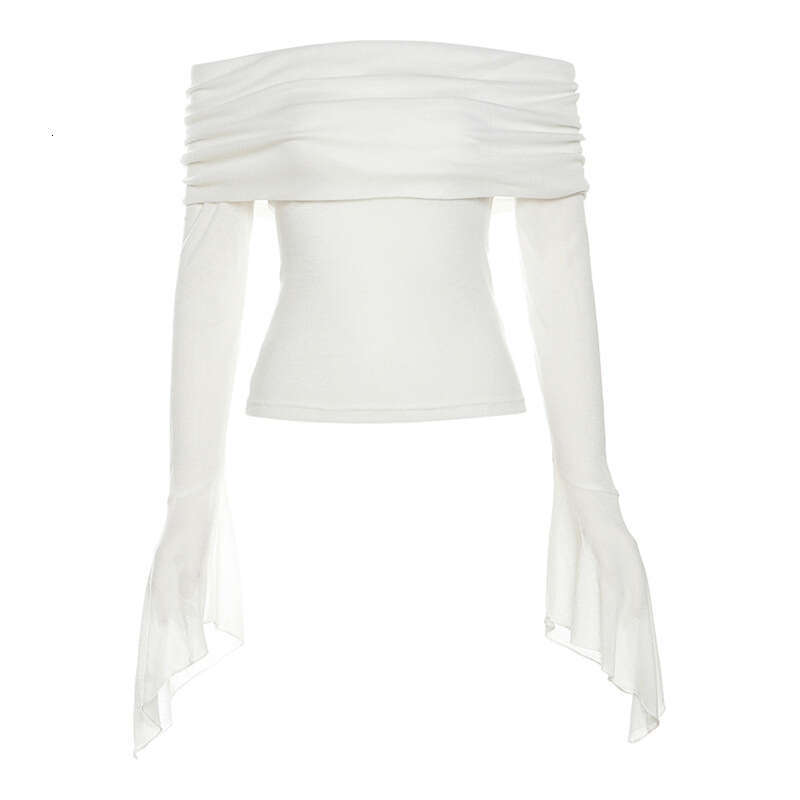 Spring New Women's Solid Color Slim Fit Fashion Off-Shoulder Sexy Backless Long Sleeve T-Shirt B5