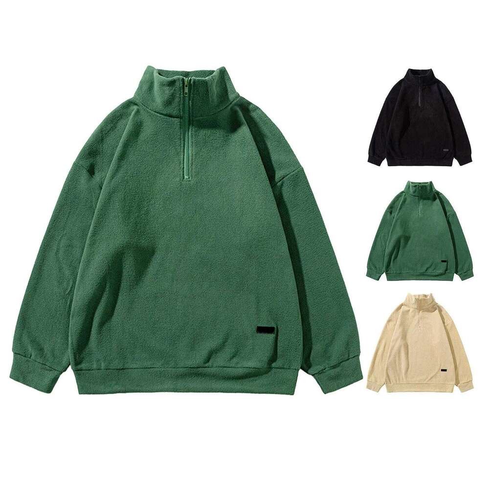Men's Long Sleeve Sweater, Hoodless Pullover, Half-Zip, Leisure Fashion