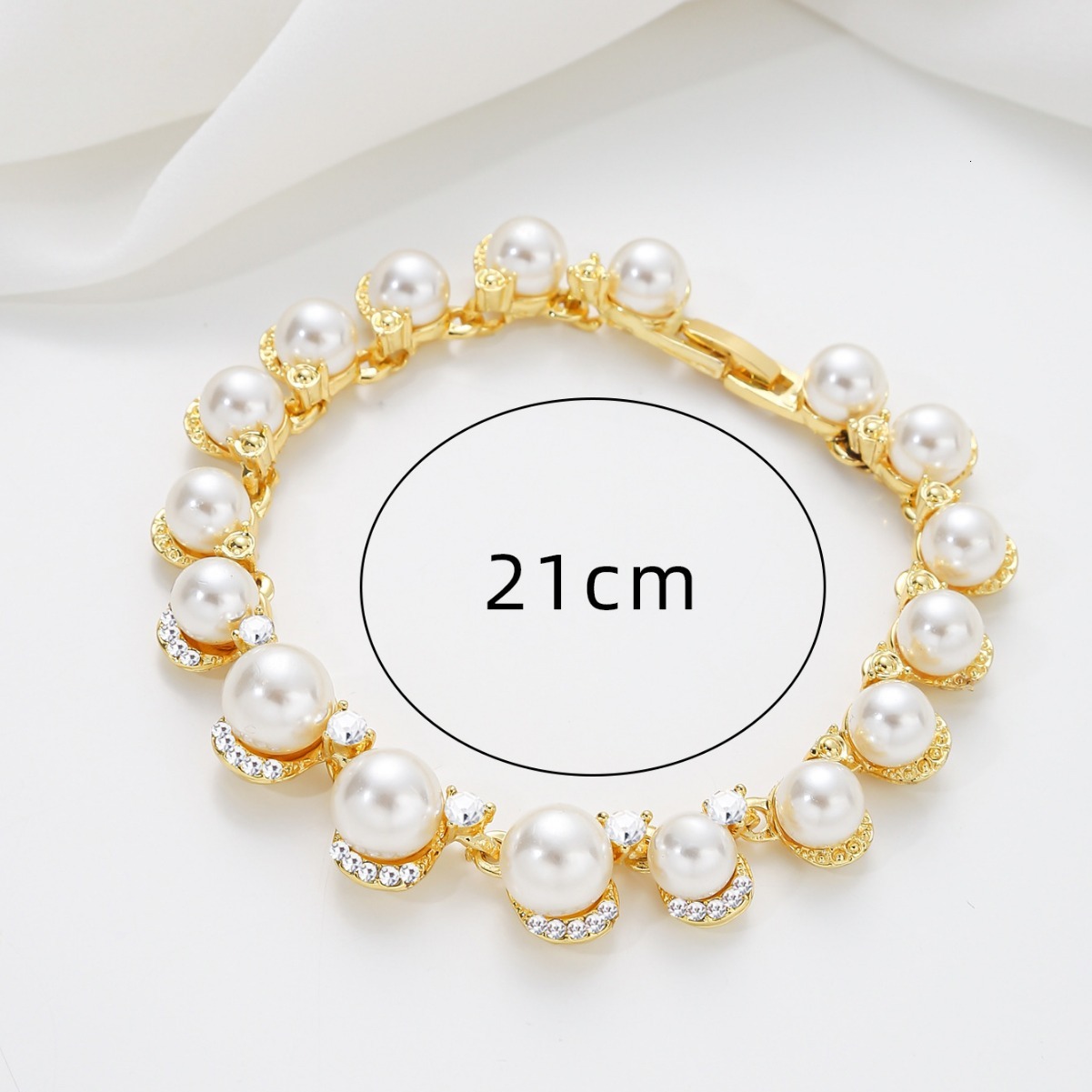 Style Bracelet Wrapped with Inlaid Zircon Baroque Imitation Pearl Beads