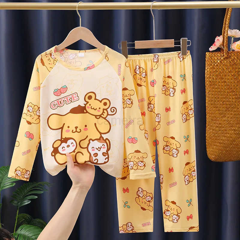 Sanrio New Spring Childrens And Girls Pajamas Cute Cartoon Long Sleeve Pants Home Clothes Kids Pajamas Set Baby Girls Pyjamas XJ250618XJ250618