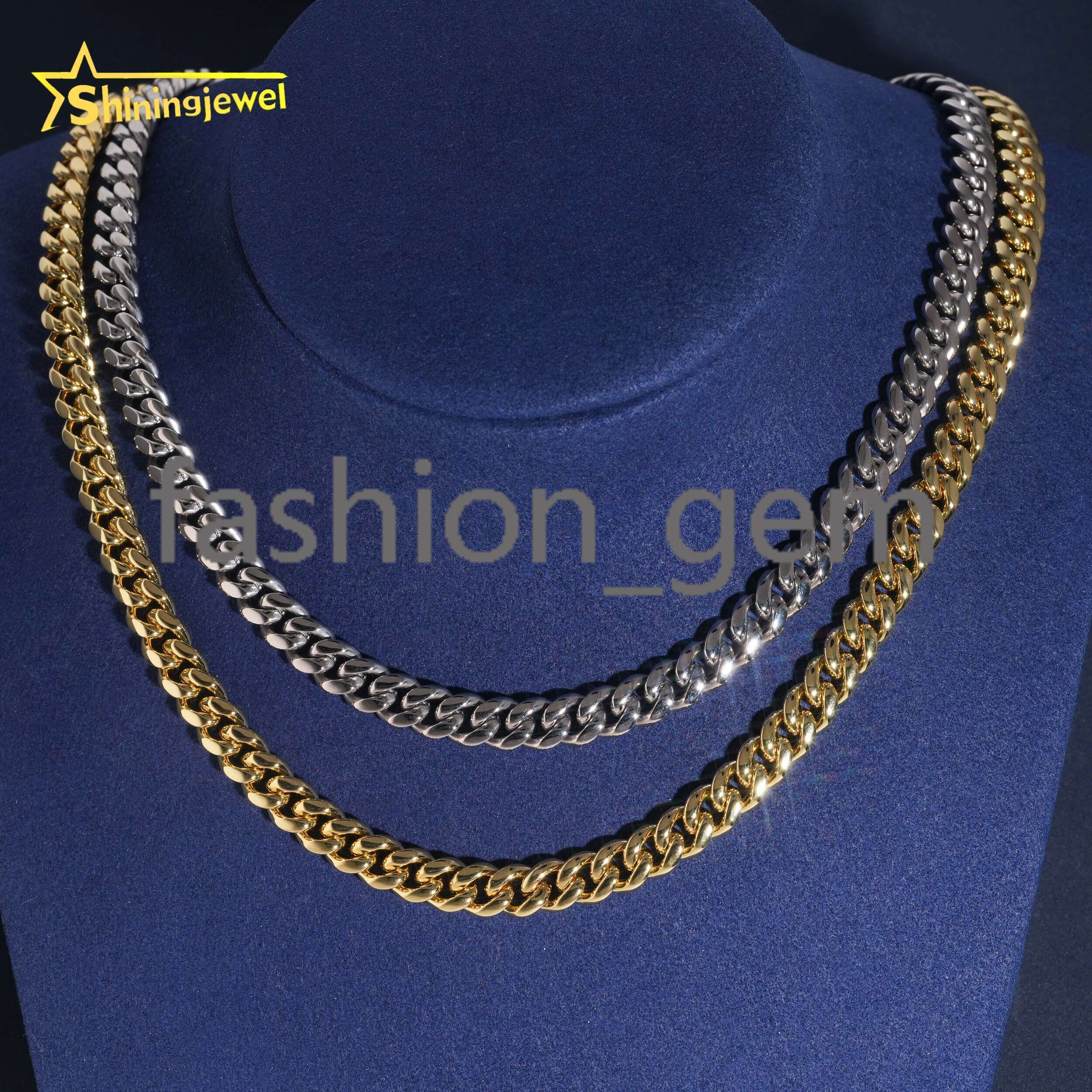 Ready to Ship 8mm 925 silver Cuban Link Chain with Moissanite Clasp Gold Plated Men Hip Hop Cuban Chain