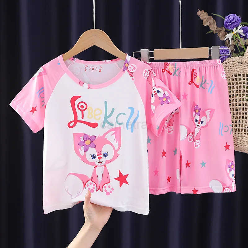 Sanrio Summer Childrens Pajamas Short Sleeve Girls Kuromi Pajama Sets Cartoon Boys Home Clothes Boy Stitch Sleepwear Clothing KidXJ250618XJ250618