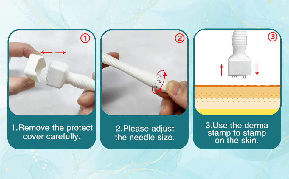 100 Titanium Microneedle Derma Stamp with Adjustable Length - At-Home Derma Roller for Beard & Skin Care