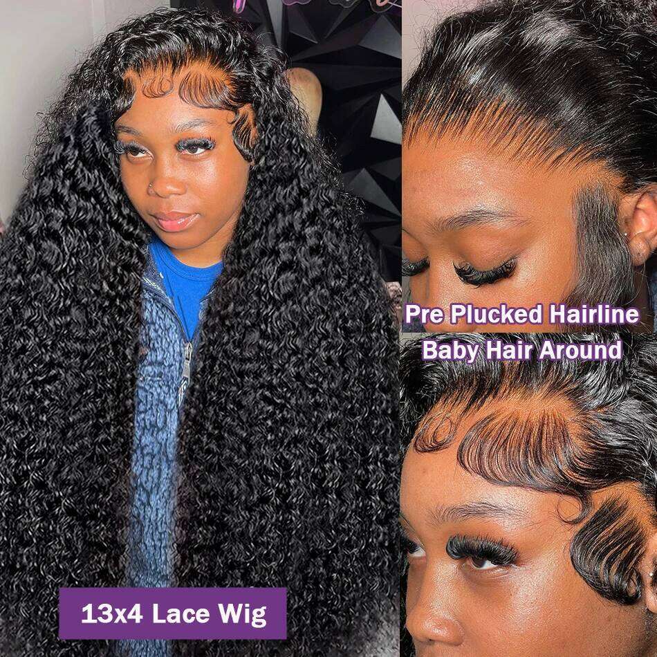 Wigirl 40 Inch Deep Wave Frontal 13x6 HD Brazilian Curly Wigs Lace Front Human Hair Wig For Women