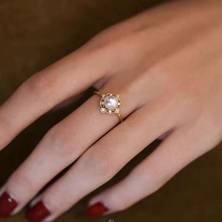 Hualing" Luxurious Aurora Natural Pearl Light Luxury Design Elegant Electroplated Color Ring