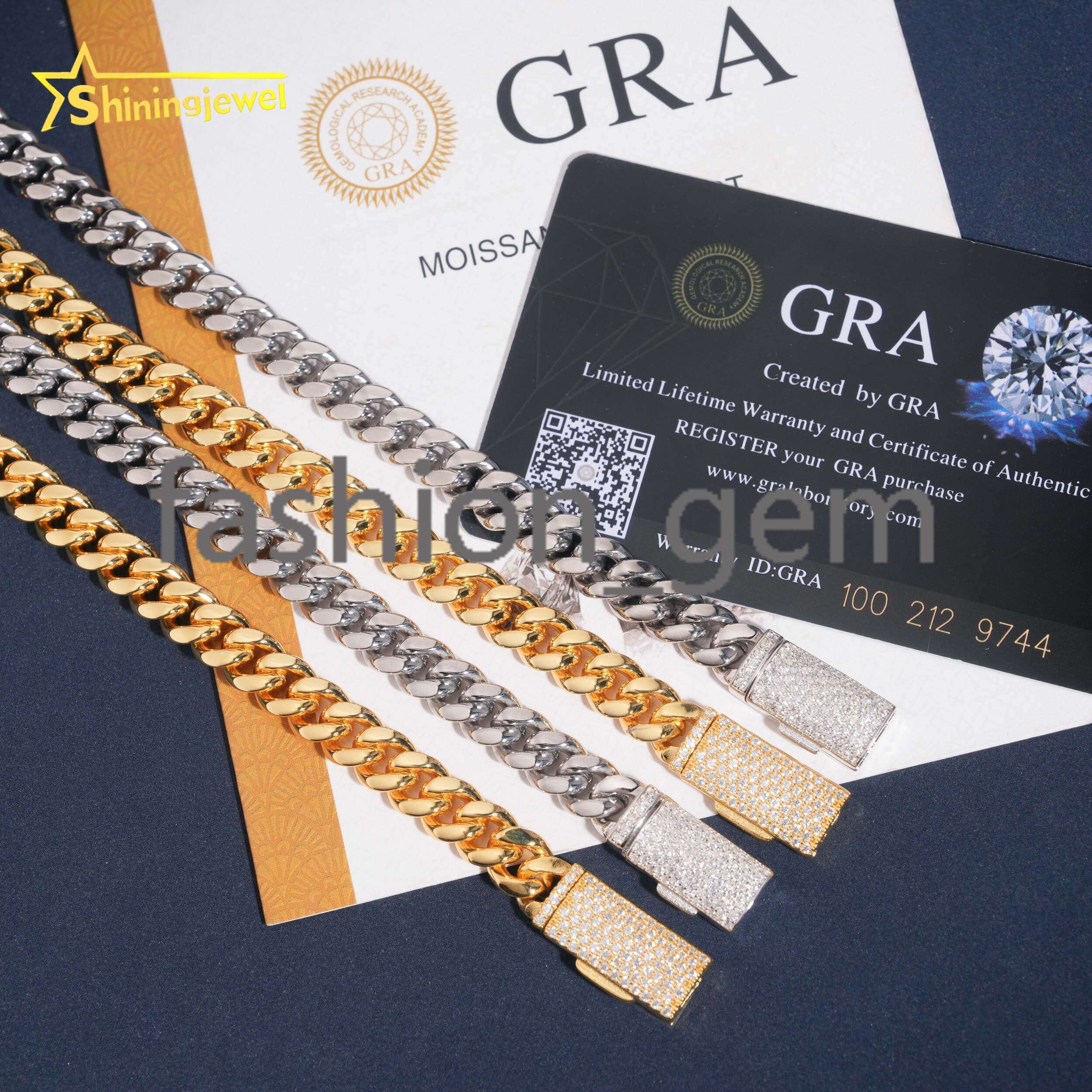 Ready to Ship 8mm 925 silver Cuban Link Chain with Moissanite Clasp Gold Plated Men Hip Hop Cuban Chain