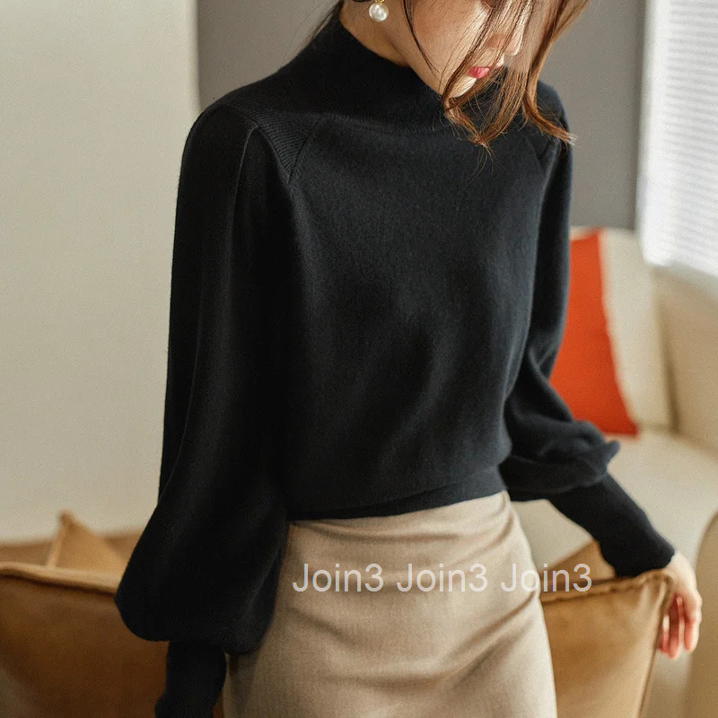 Ladies Sweaters Gigh Neck Jerseys Brown Pullover Knitted Top for Women Turtleneck Black Fashion 2025 Cashmere Streetwear Jersey