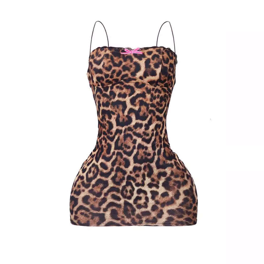 Summer New Leopard Print Slim Fit Bodycon Sexy Hot Girl Fashion Printed Short Dress B5