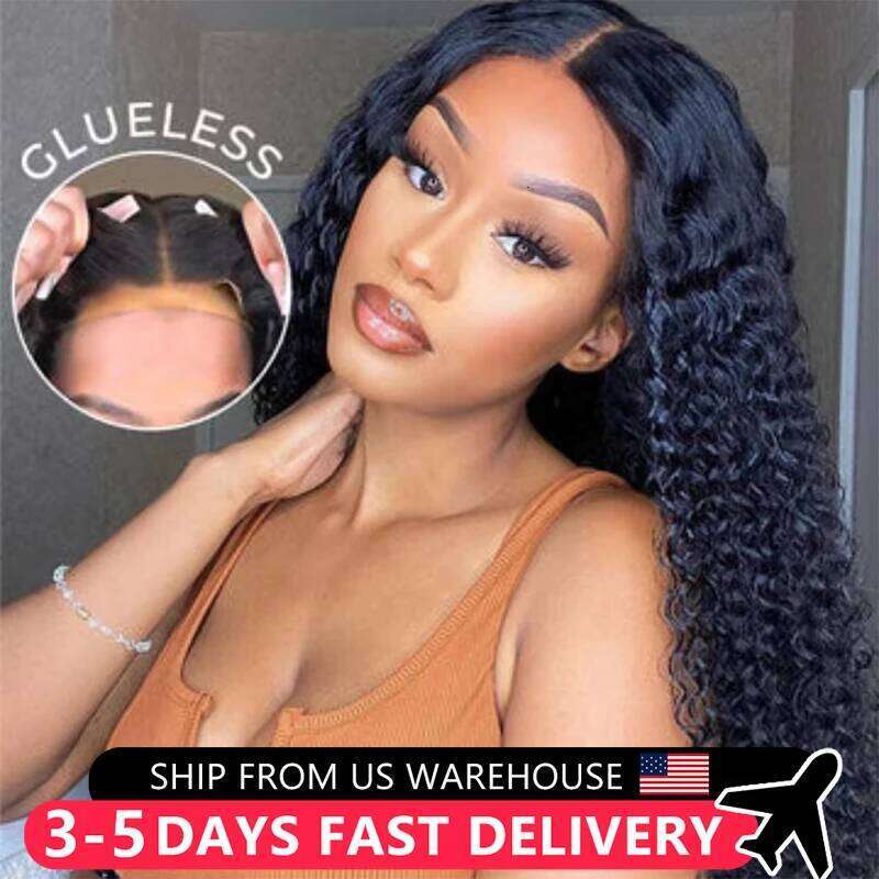 Deep 5x5 Closure Ready To Wear Glueless Wigs Pre Cut Curly Human Hair Water Wave 13x4 HD Lace Frontal Wig 200%